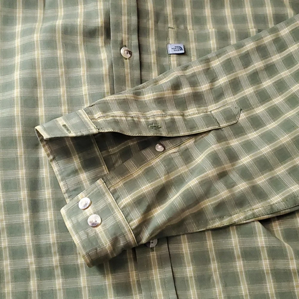 The North Face Green Plaid Modal Blend Men's Long Sleeve Shirt Size XXL